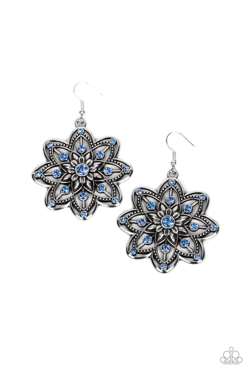 Prismatic Perennial Blue Rhinestone Earrings - Paparazzi Accessories- lightbox - CarasShop.com - Paparazzi Jewelry by Cara Jewels