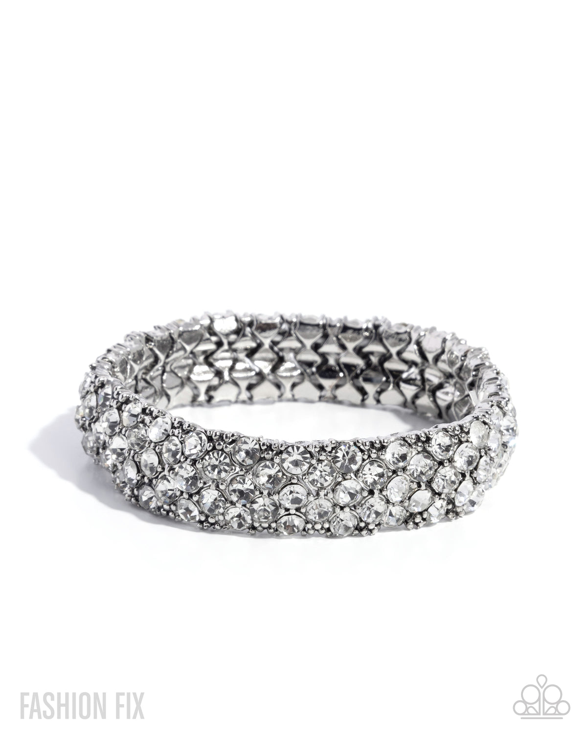 Prismatic Perspective White Rhinestone Bracelet - Paparazzi Accessories- lightbox - CarasShop.com - Paparazzi Jewelry by Cara Jewels