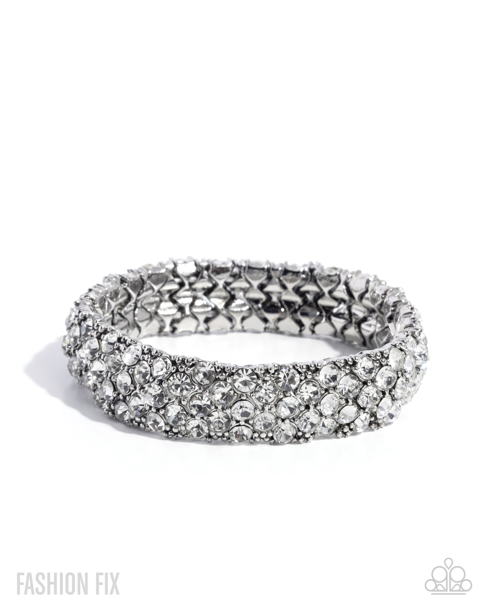 Prismatic Perspective White Rhinestone Bracelet - Paparazzi Accessories- lightbox - CarasShop.com - Paparazzi Jewelry by Cara Jewels