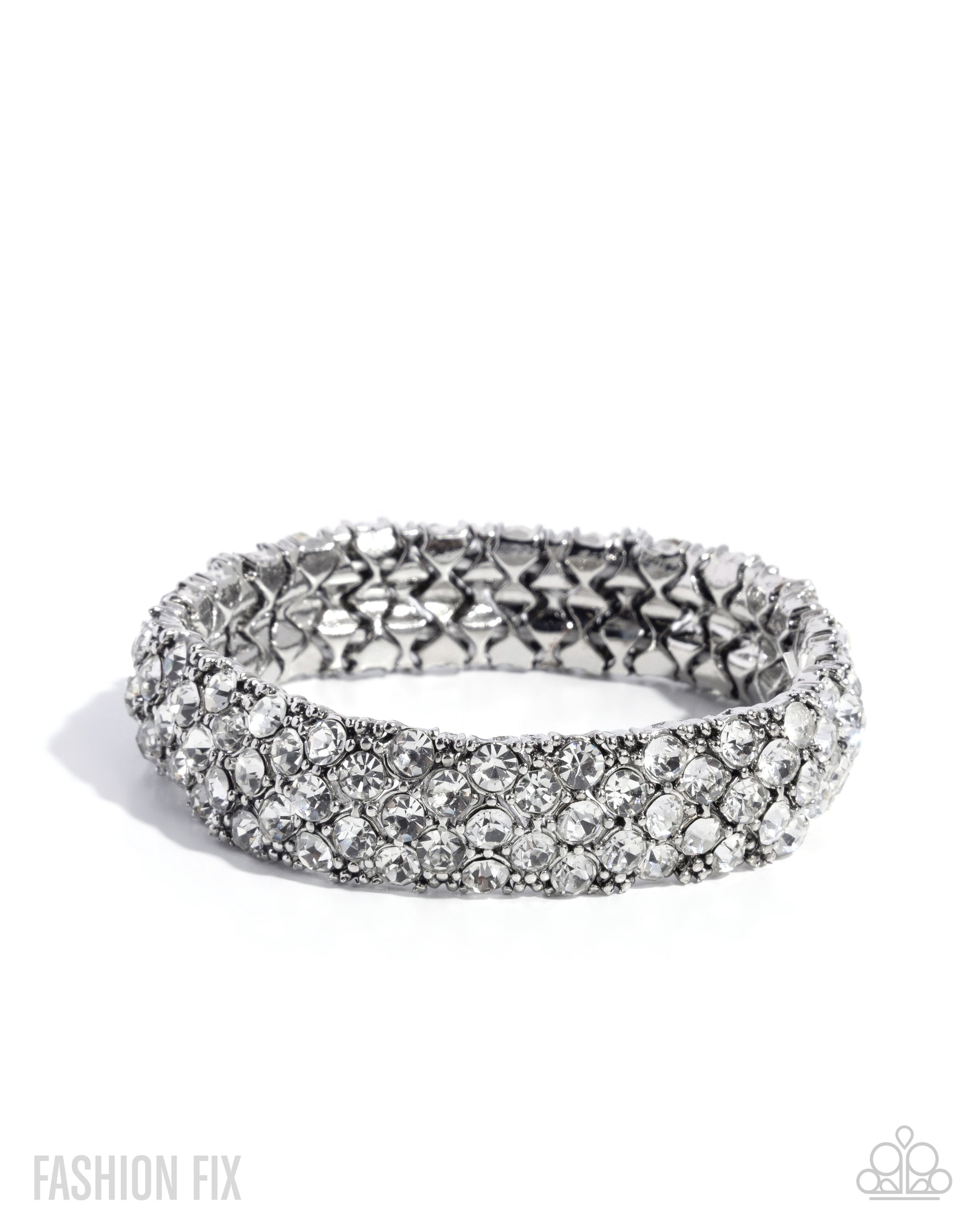 Prismatic Perspective White Rhinestone Bracelet - Paparazzi Accessories- lightbox - CarasShop.com - Paparazzi Jewelry by Cara Jewels