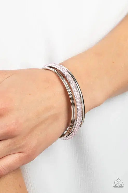 Prismatic Pizazz Pink Bracelet - Paparazzi Accessories- on model - CarasShop.com - Paparazzi Jewelry by Cara Jewels