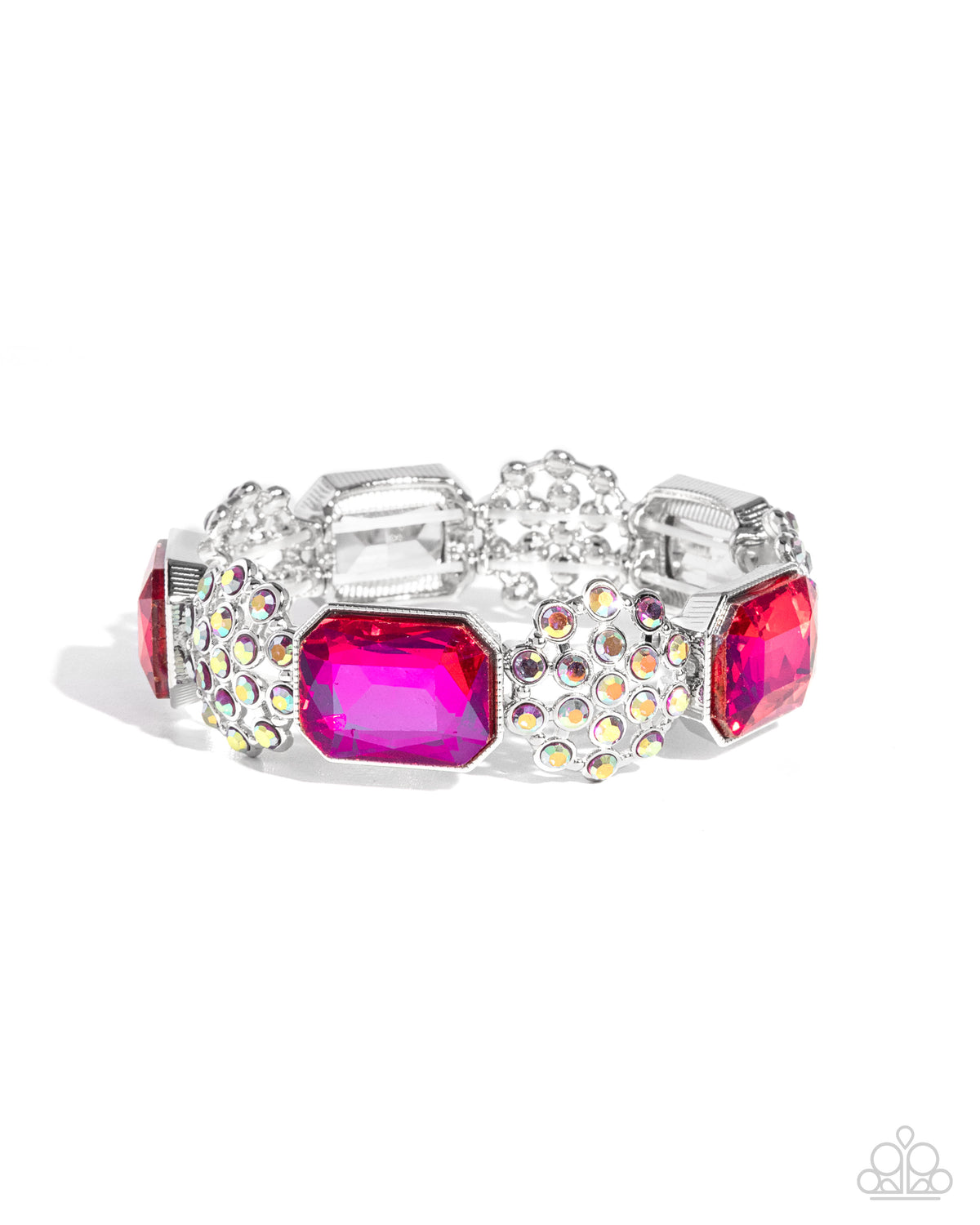 Prismatic Profession Pink & Iridescent Rhinestone Bracelet - Paparazzi Accessories- lightbox - CarasShop.com - Paparazzi Jewelry by Cara Jewels
