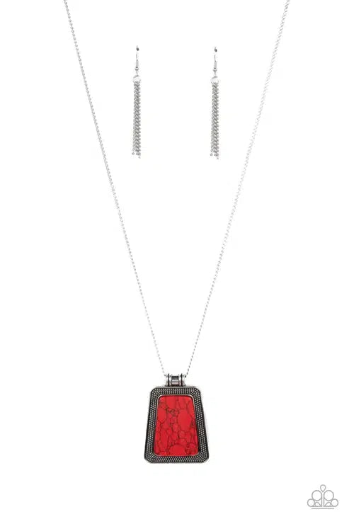 Private Plateau Red Necklace - Paparazzi Accessories- lightbox - CarasShop.com - Paparazzi Jewelry by Cara Jewels