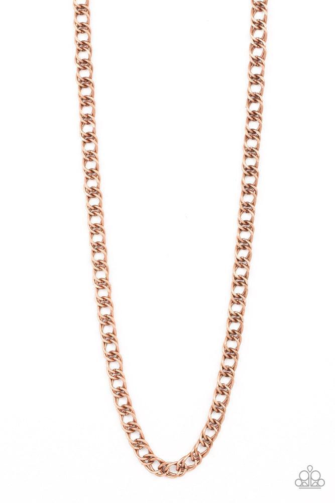 Pro League Men's Copper Necklace - Paparazzi Accessories- lightbox - CarasShop.com - Paparazzi Jewelry by Cara Jewels