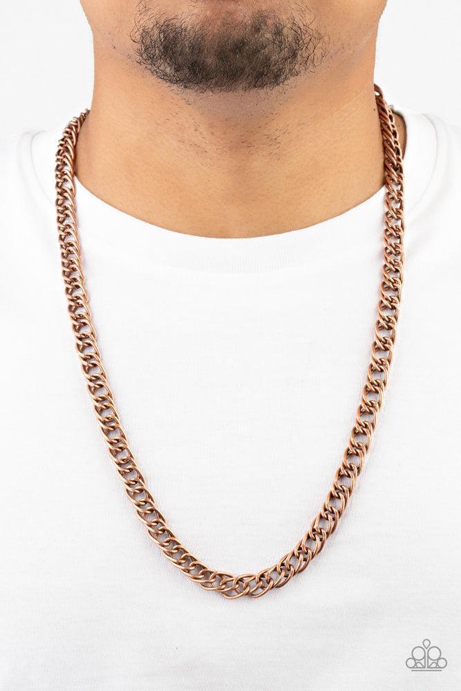 Pro League Men's Copper Necklace - Paparazzi Accessories- lightbox - CarasShop.com - Paparazzi Jewelry by Cara Jewels