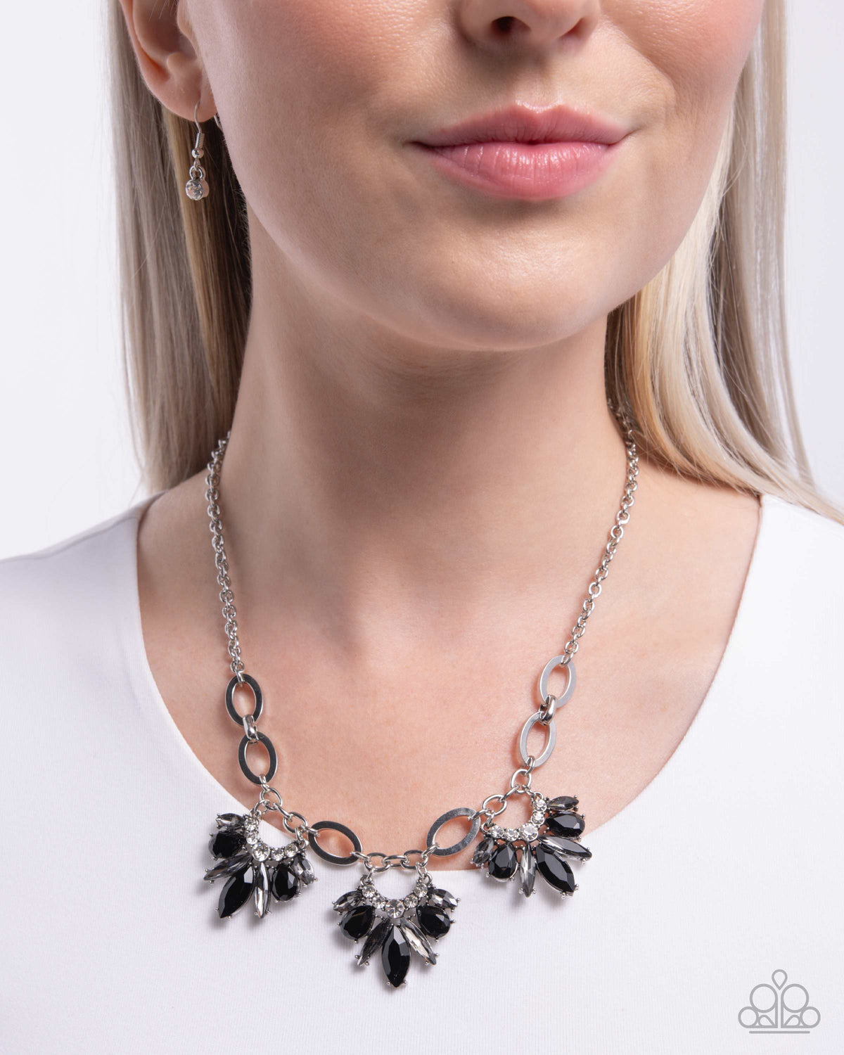 Professional Powerhouse Black Gem Necklace - Paparazzi Accessories- on model - CarasShop.com - Paparazzi Jewelry by Cara Jewels