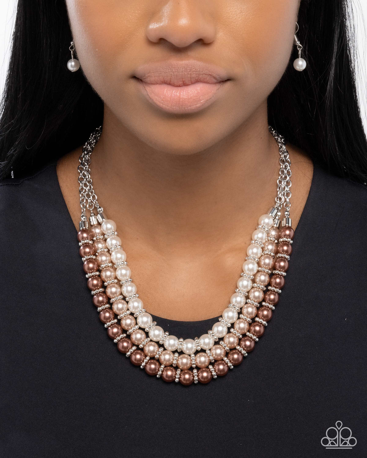 Promising Promenade Brown Pearl Necklace - Paparazzi Accessories- on model - CarasShop.com - Paparazzi Jewelry by Cara Jewels