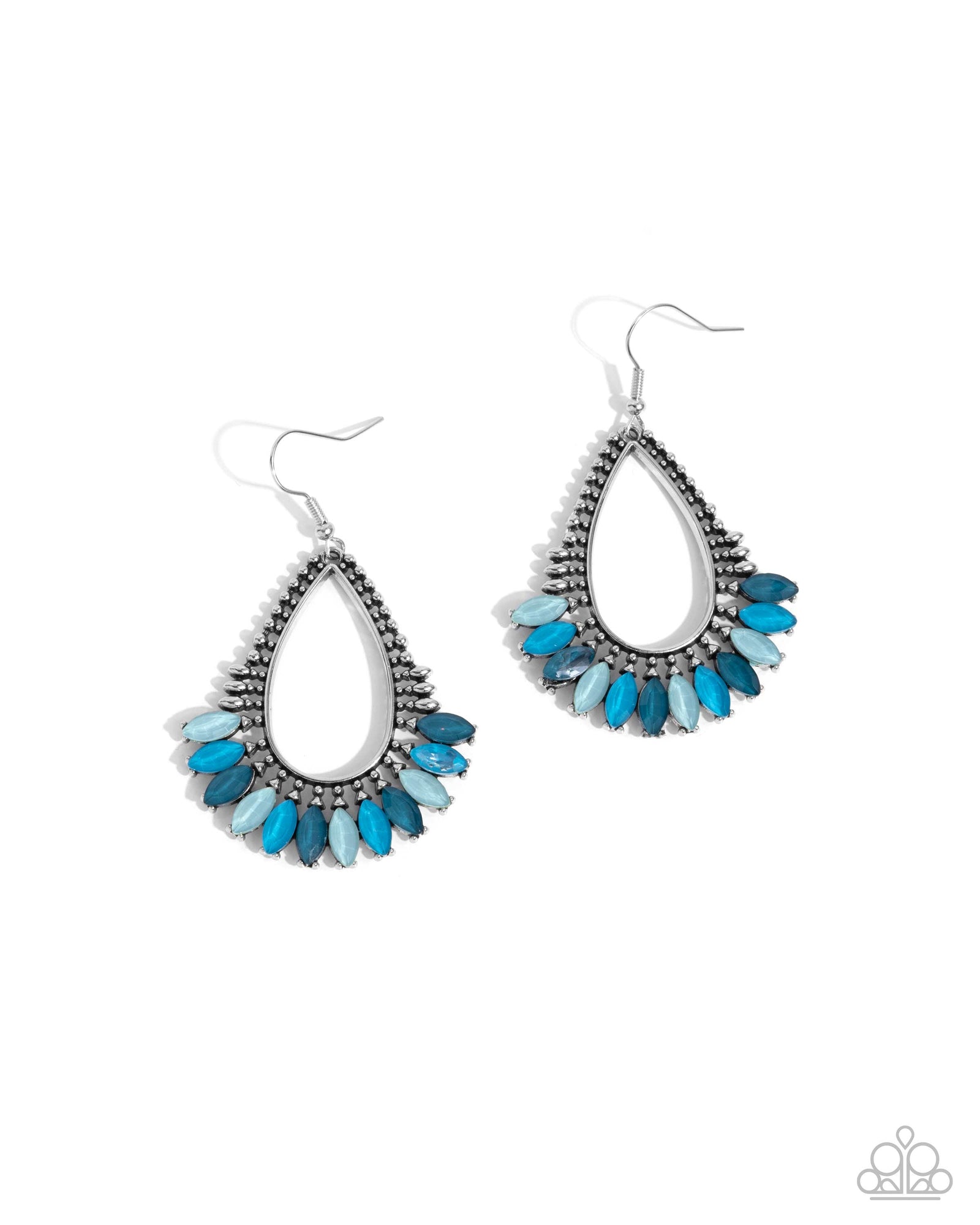 Pronged Pattern Blue Gem Earrings - Paparazzi Accessories- lightbox - CarasShop.com - Paparazzi Jewelry by Cara Jewels