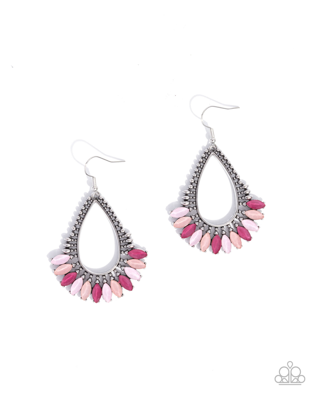 Pronged Pattern Pink Rhinestone Earrings - Paparazzi Accessories- lightbox - CarasShop.com - Paparazzi Jewelry by Cara Jewels