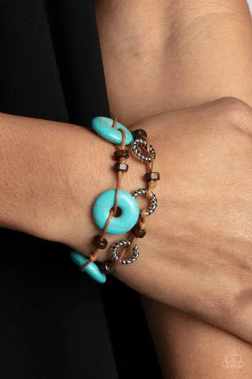 Quarry Quandary Blue Bracelet - Paparazzi Accessories- on model - CarasShop.com - Paparazzi Jewelry by Cara Jewels