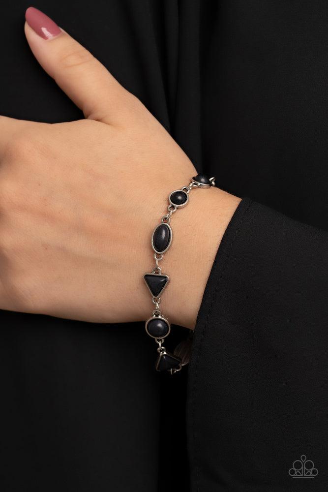 Quarry Quarrel Black Bracelet - Paparazzi Accessories-on model - CarasShop.com - Paparazzi Jewelry by Cara Jewels