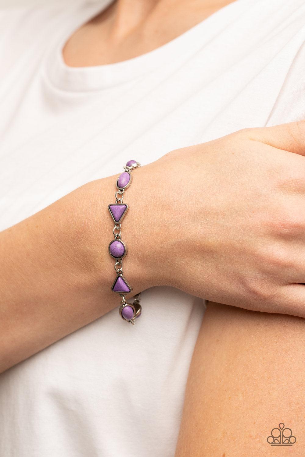 Quarry Quarrel Purple Stone Bracelet - Paparazzi Accessories- on model - CarasShop.com - Paparazzi Jewelry by Cara Jewels
