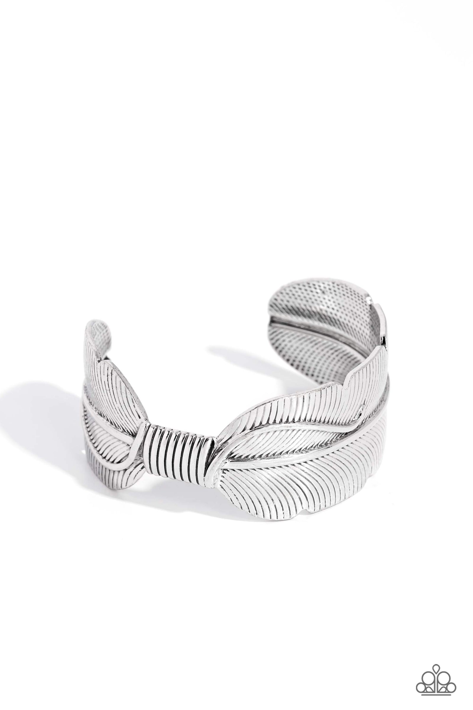 Quill Quencher Silver Cuff Bracelet - Paparazzi Accessories- lightbox - CarasShop.com - Paparazzi Jewelry by Cara Jewels