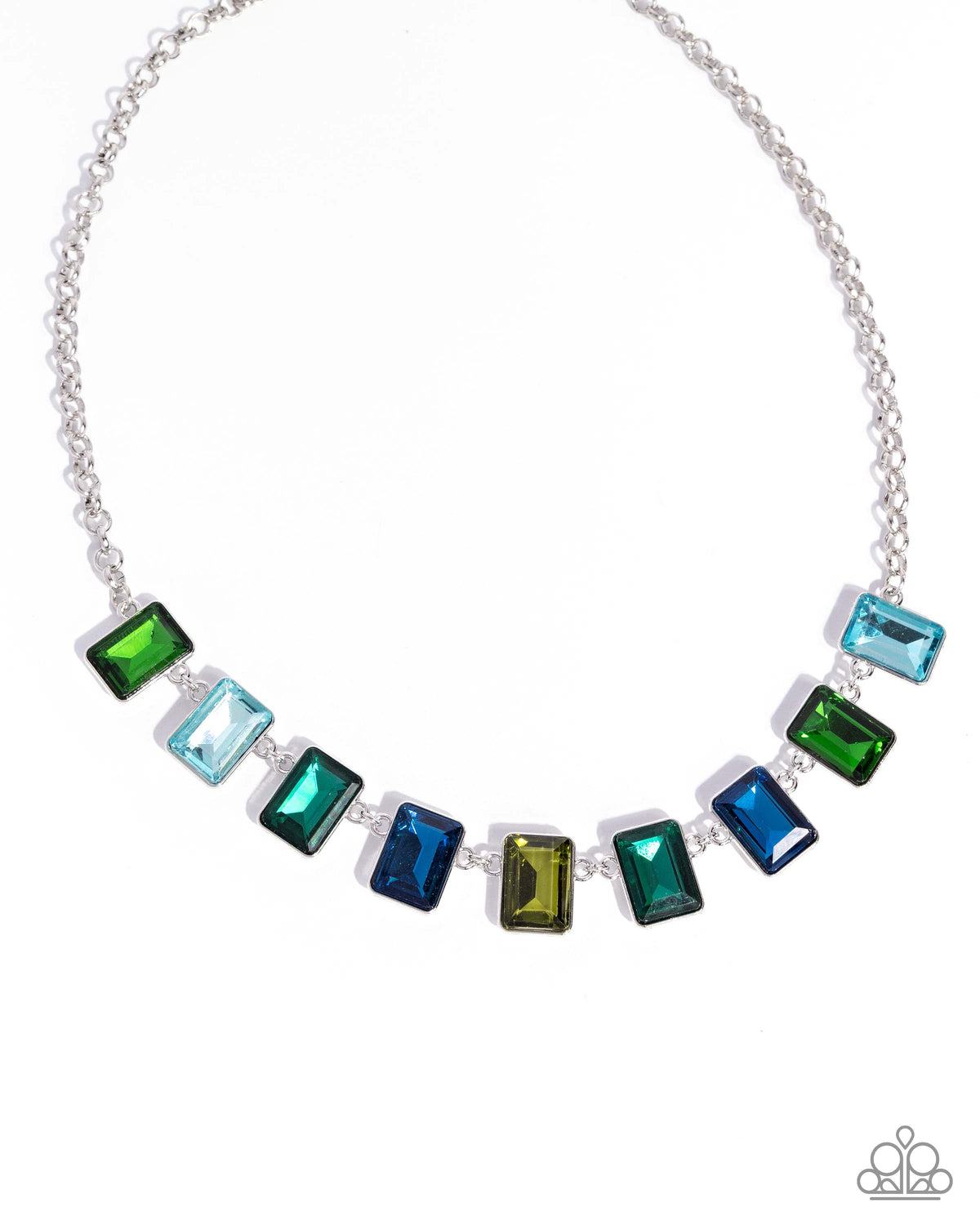 Radiant Rectangles Green & Blue Gem Necklace - Paparazzi Accessories- lightbox - CarasShop.com - Paparazzi Jewelry by Cara Jewels