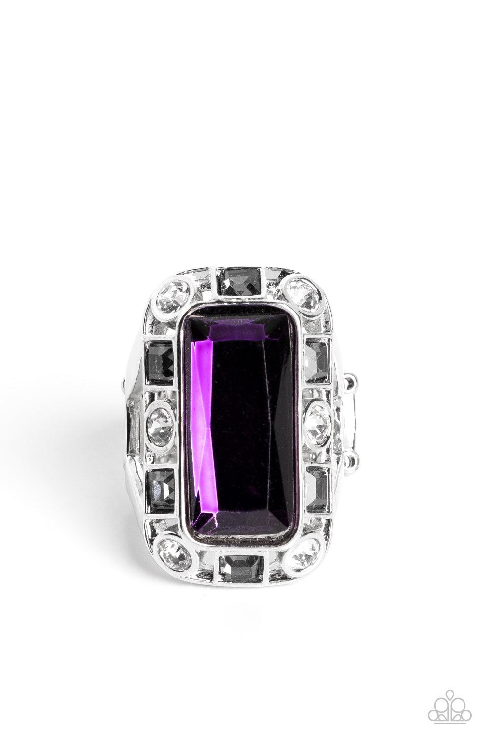 Radiant Rhinestones Purple Rhinestone Ring - Paparazzi Accessories- lightbox - CarasShop.com - Paparazzi Jewelry by Cara Jewels