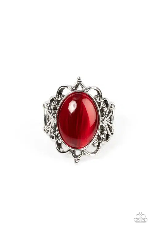 Radiantly Reminiscent Red Ring - Paparazzi Accessories- lightbox - CarasShop.com - Paparazzi Jewelry by Cara Jewels
