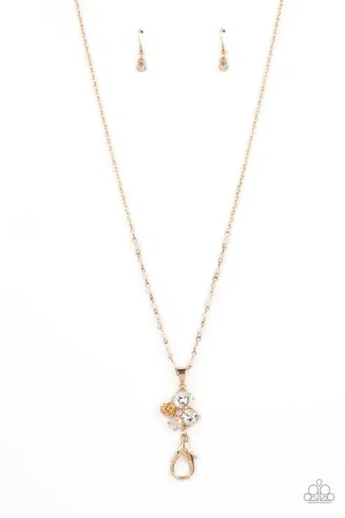 Rainbow Bloom Gold Lanyard Necklace - Paparazzi Accessories- lightbox - CarasShop.com - Paparazzi Jewelry by Cara Jewels
