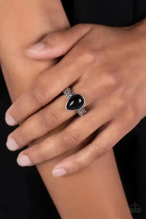 Rainbow Raindrops Black Ring - Paparazzi Accessories-on model - CarasShop.com - Paparazzi Jewelry by Cara Jewels