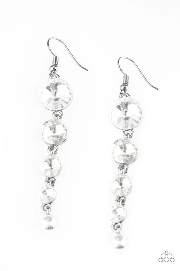 Raining Rhinestones Black & White Rhinestone Earrings - Paparazzi Accessories- lightbox - CarasShop.com - Paparazzi Jewelry by Cara Jewels