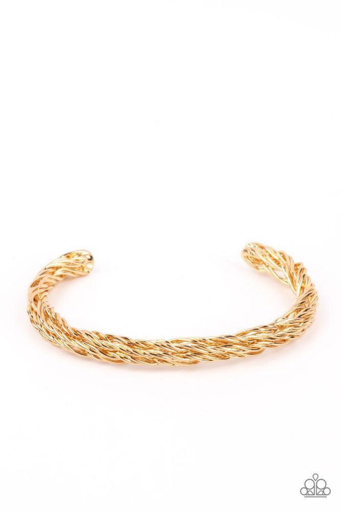 Rally Together Gold Bracelet - Paparazzi Accessories- lightbox - CarasShop.com - Paparazzi Jewelry by Cara Jewels