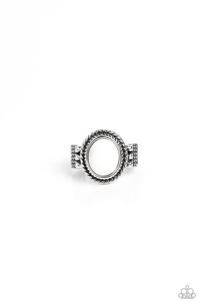 Ranch Ready White Ring - Paparazzi Accessories- lightbox - CarasShop.com - Paparazzi Jewelry by Cara Jewels
