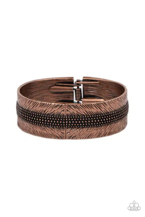 Rancho Refinement Copper Bracelet - Paparazzi Accessories- lightbox - CarasShop.com - Paparazzi Jewelry by Cara Jewels