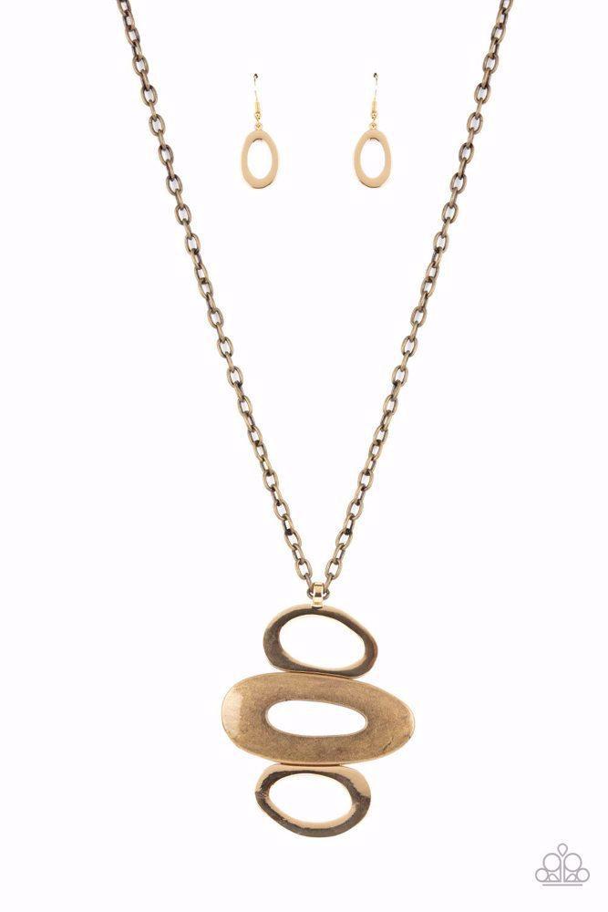 Rare Relic Brass Necklace - Paparazzi Accessories- lightbox - CarasShop.com - Paparazzi Jewelry by Cara Jewels