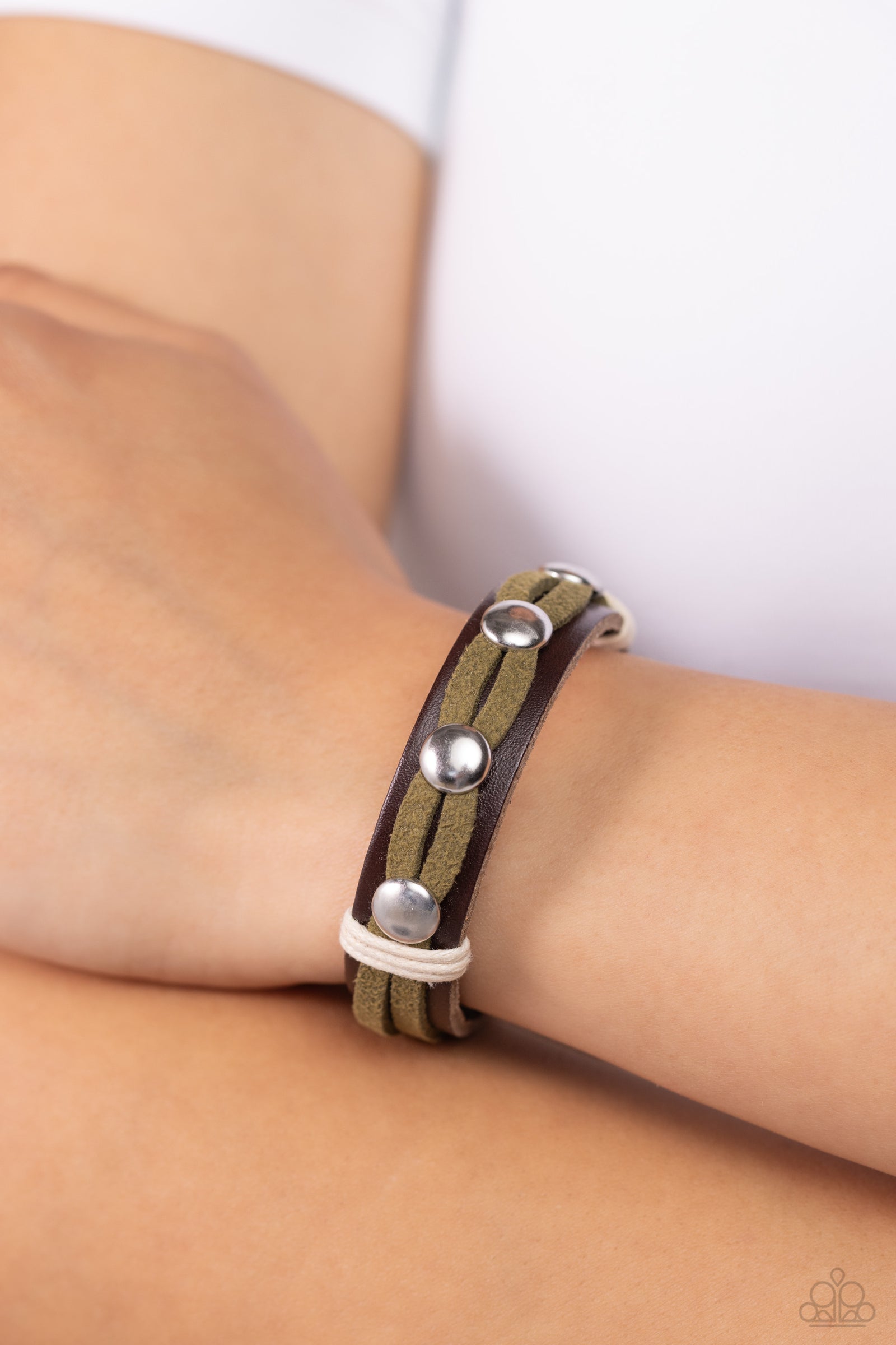 Ready to Ride Green Bracelet - Paparazzi Accessories- lightbox - CarasShop.com - Paparazzi Jewelry by Cara Jewels