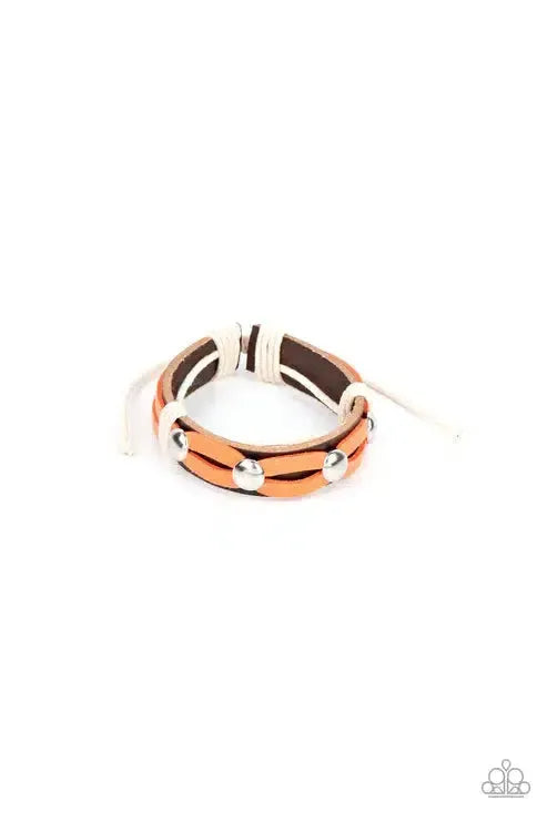 Ready To Ride Orange Bracelet - Paparazzi Accessories- lightbox - CarasShop.com - Paparazzi Jewelry by Cara Jewels
