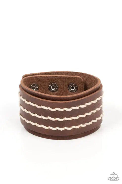 Real Ranchero Brown Urban Bracelet - Paparazzi Accessories- lightbox - CarasShop.com - Paparazzi Jewelry by Cara Jewels