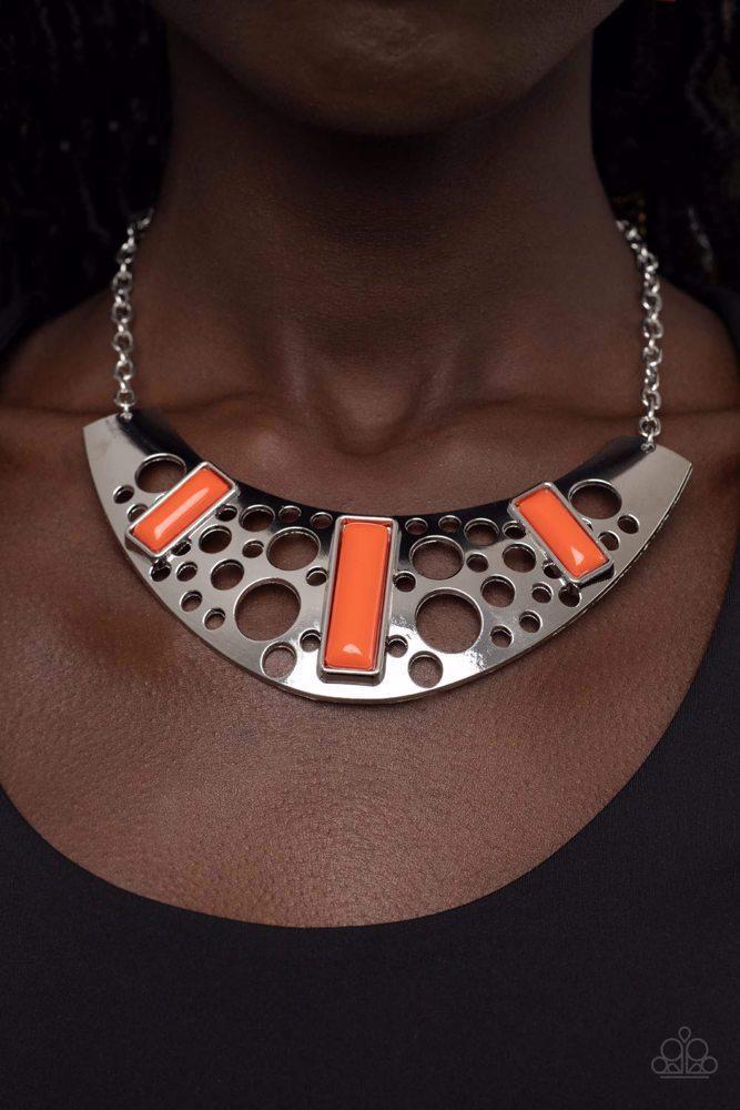 Real Zeal Orange Necklace - Paparazzi Accessories- on model - CarasShop.com - Paparazzi Jewelry by Cara Jewels