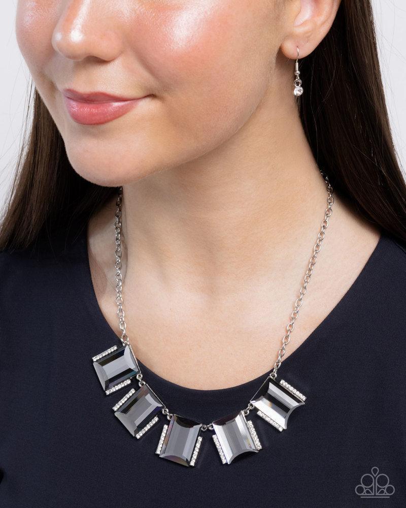 Rebel Racket Silver Necklace - Paparazzi Accessories- on model - CarasShop.com - Paparazzi Jewelry by Cara Jewels