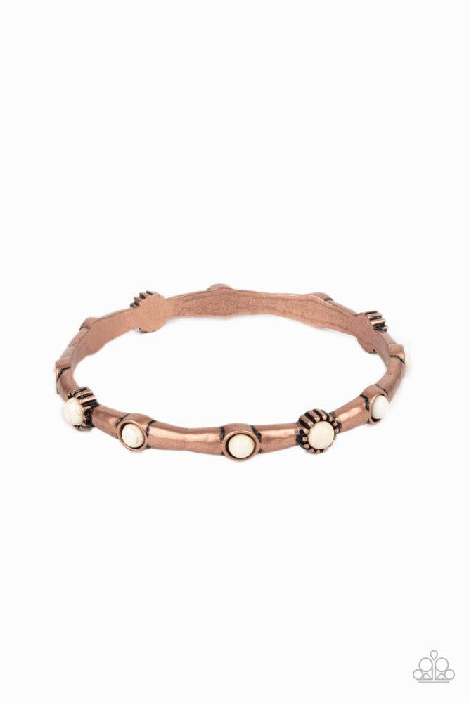 Rebel Sandstorm Copper & White Stone Bracelet - Paparazzi Accessories- lightbox - CarasShop.com - Paparazzi Jewelry by Cara Jewels
