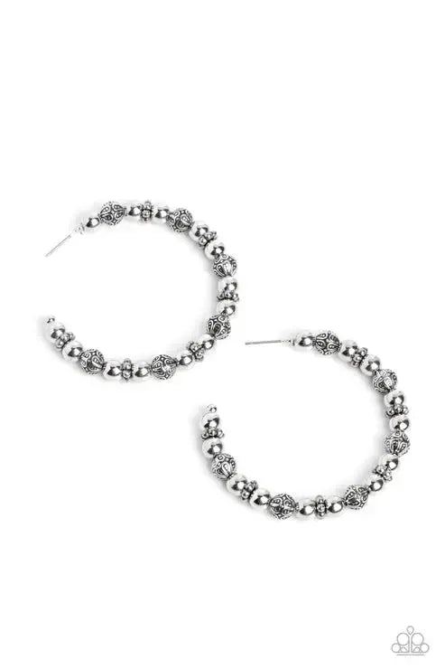 Rebuilt Ruins Silver Earrings - Paparazzi Accessories- lightbox - CarasShop.com - Paparazzi Jewelry by Cara Jewels