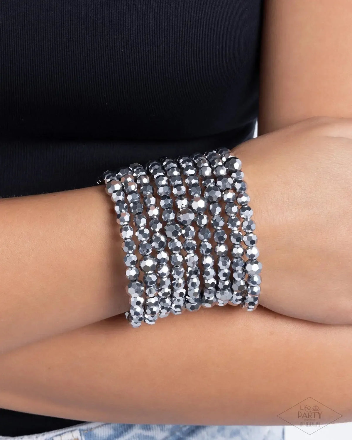 Record Breaking Beam Silver Zi Collection Bracelet - Paparazzi Accessories- on model - CarasShop.com - Paparazzi Jewelry by Cara Jewels