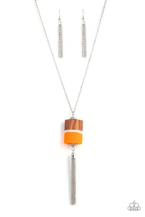 Reel It In Orange Necklace - Paparazzi Accessories- lightbox - CarasShop.com - Paparazzi Jewelry by Cara Jewels