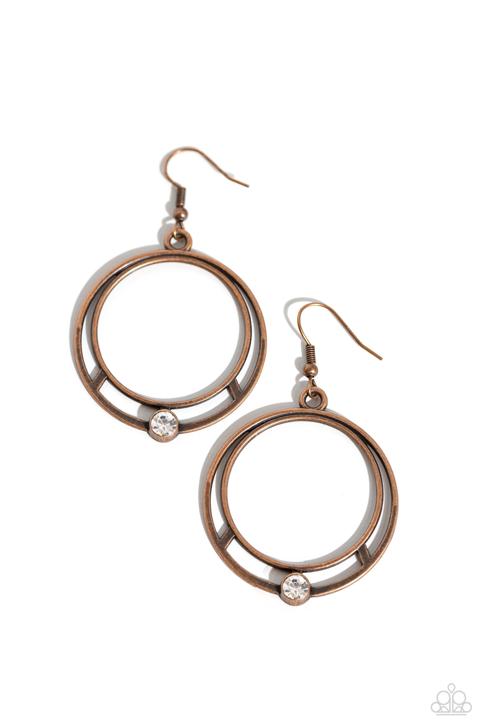 Refined Rotation Copper Earrings - Paparazzi Accessories- lightbox - CarasShop.com - Paparazzi Jewelry by Cara Jewels
