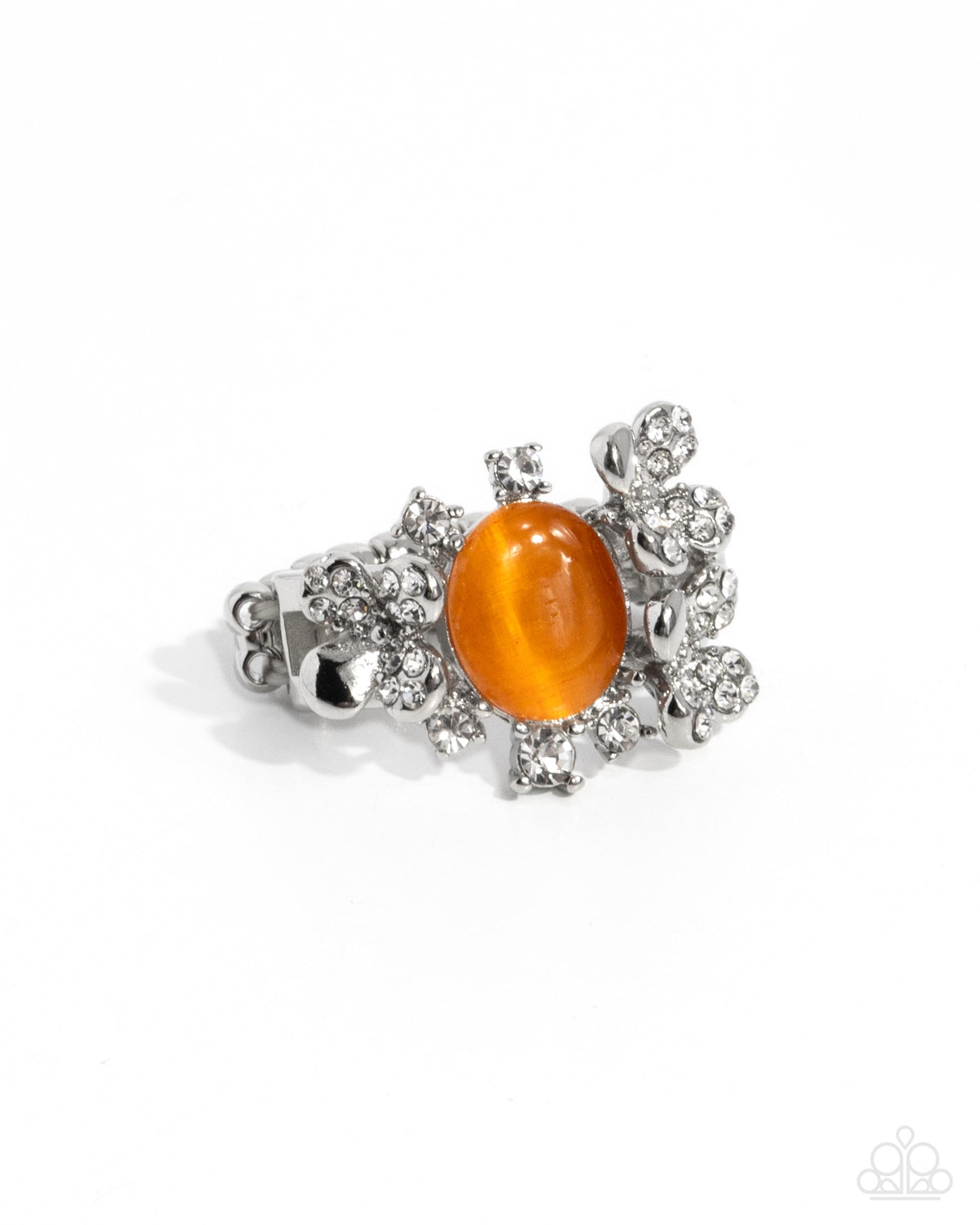 Reflective Rarity Orange Cat's Eye Stone Ring - Paparazzi Accessories- lightbox - CarasShop.com - Paparazzi Jewelry by Cara Jewels