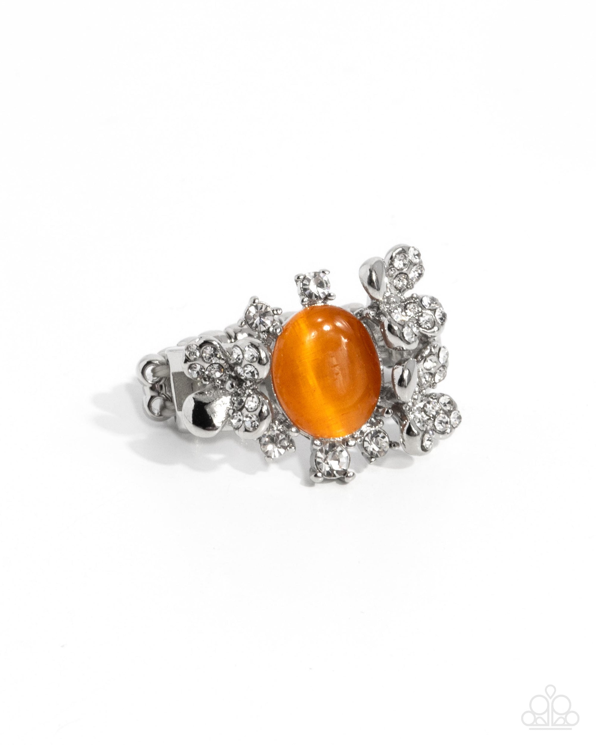 Reflective Rarity Orange Cat's Eye Stone Ring - Paparazzi Accessories- lightbox - CarasShop.com - Paparazzi Jewelry by Cara Jewels
