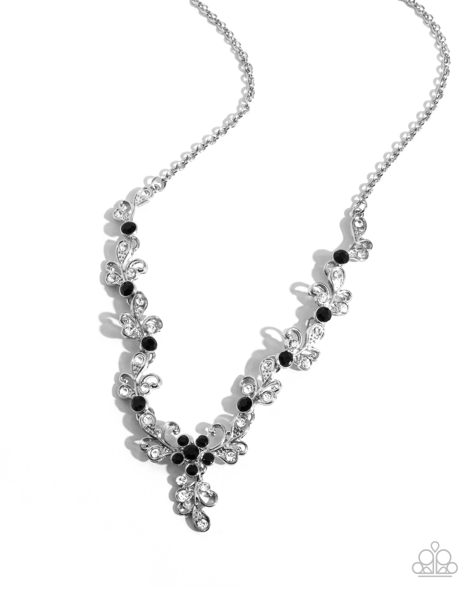 Refreshing Refinement Black & White Rhinestone Necklace - Paparazzi Accessories- lightbox - CarasShop.com - Paparazzi Jewelry by Cara Jewels