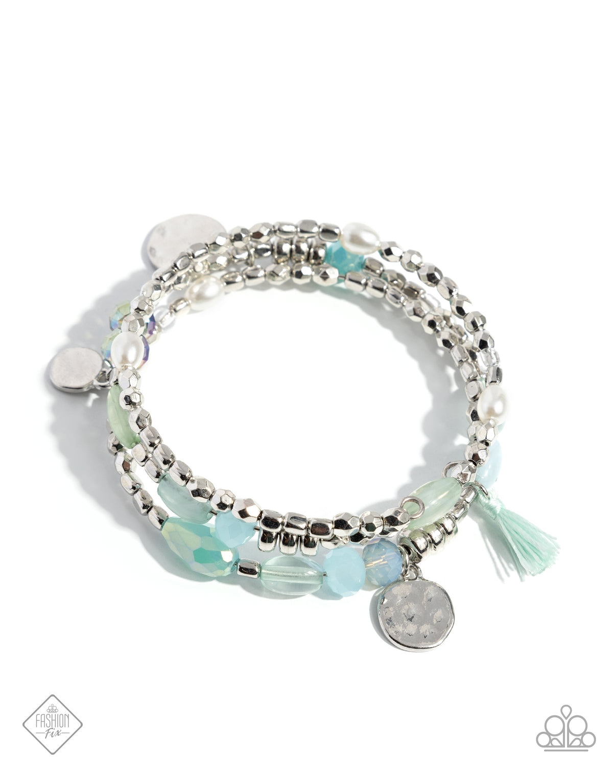 Refreshing Revel Blue & Green Coil Bracelet - Paparazzi Accessories- lightbox - CarasShop.com - Paparazzi Jewelry by Cara Jewels