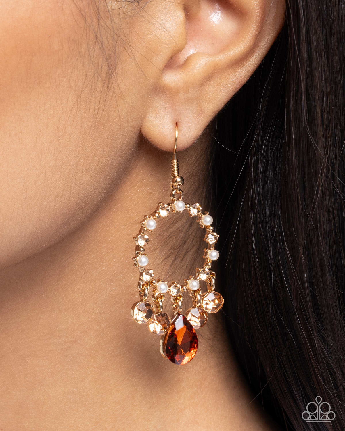 Regency Radiance Brown Gem Earrings - Paparazzi Accessories-on model - CarasShop.com - Paparazzi Jewelry by Cara Jewels