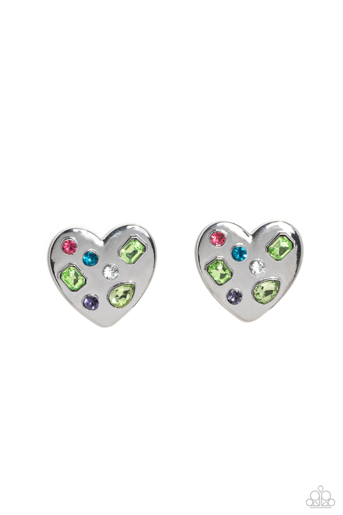 Relationship Ready Green Heart Earrings - Paparazzi Accessories- lightbox - CarasShop.com - Paparazzi Jewelry by Cara Jewels