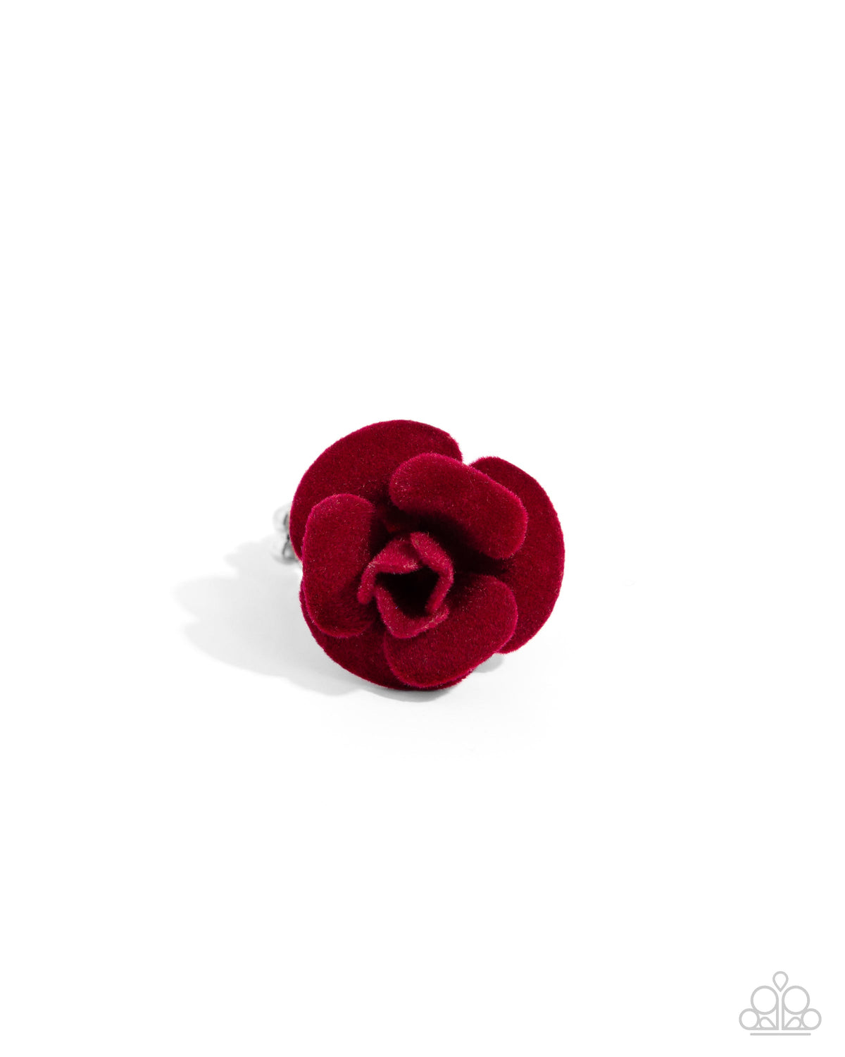 Relaxed Rosette Red Velvet Floral Ring - Paparazzi Accessories- lightbox - CarasShop.com - Paparazzi Jewelry by Cara Jewels