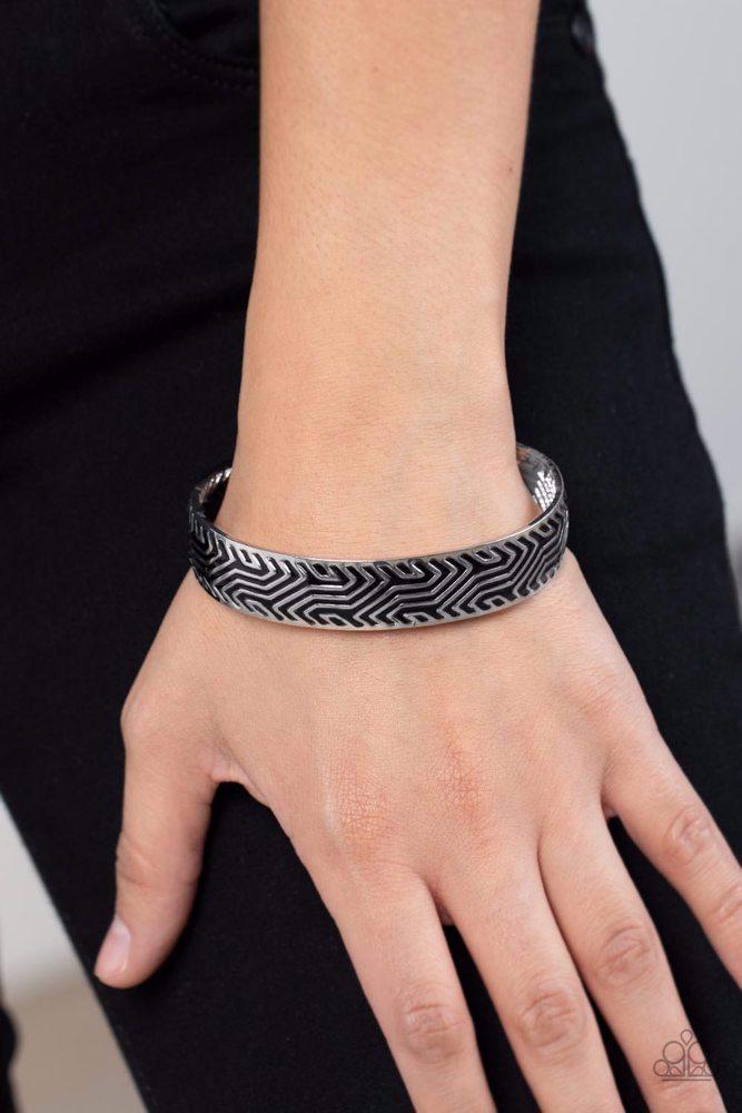 Relic Raider Black Bracelet - Paparazzi Accessories- lightbox - CarasShop.com - Paparazzi Jewelry by Cara Jewels