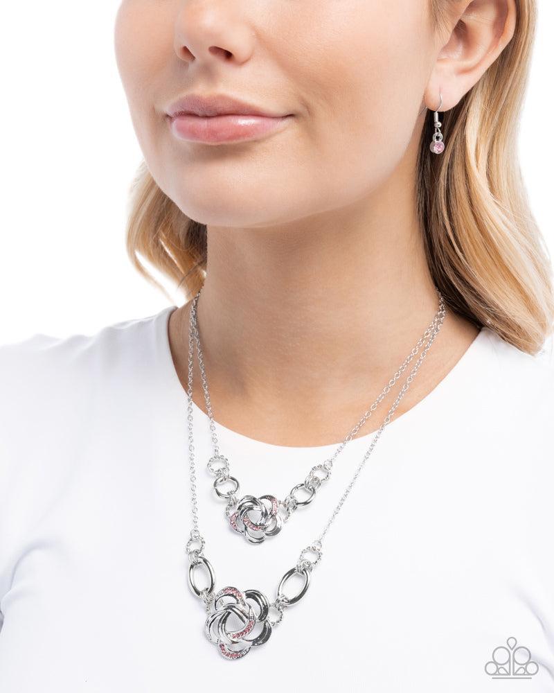 Remarkable Rose Pink Necklace - Paparazzi Accessories- on model - CarasShop.com - Paparazzi Jewelry by Cara Jewels