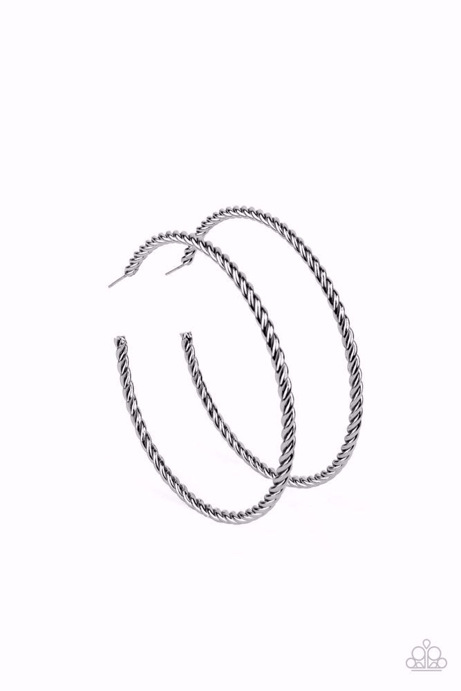 Resist The Twist Black Earrings - Paparazzi Accessories- lightbox - CarasShop.com - Paparazzi Jewelry by Cara Jewels