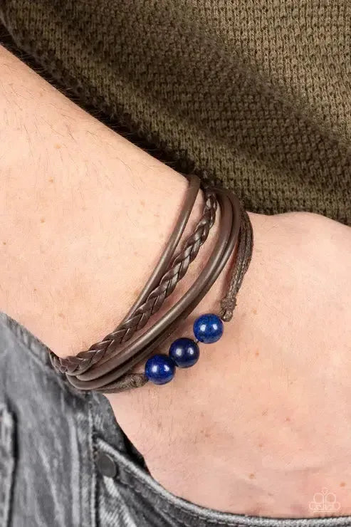 Rest Easy Blue Lapis Stone Urban Bracelet - Paparazzi Accessories- on model - CarasShop.com - Paparazzi Jewelry by Cara Jewels