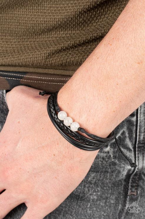 Rest Easy White Stone Urban Bracelet - Paparazzi Accessories- on model - CarasShop.com - Paparazzi Jewelry by Cara Jewels