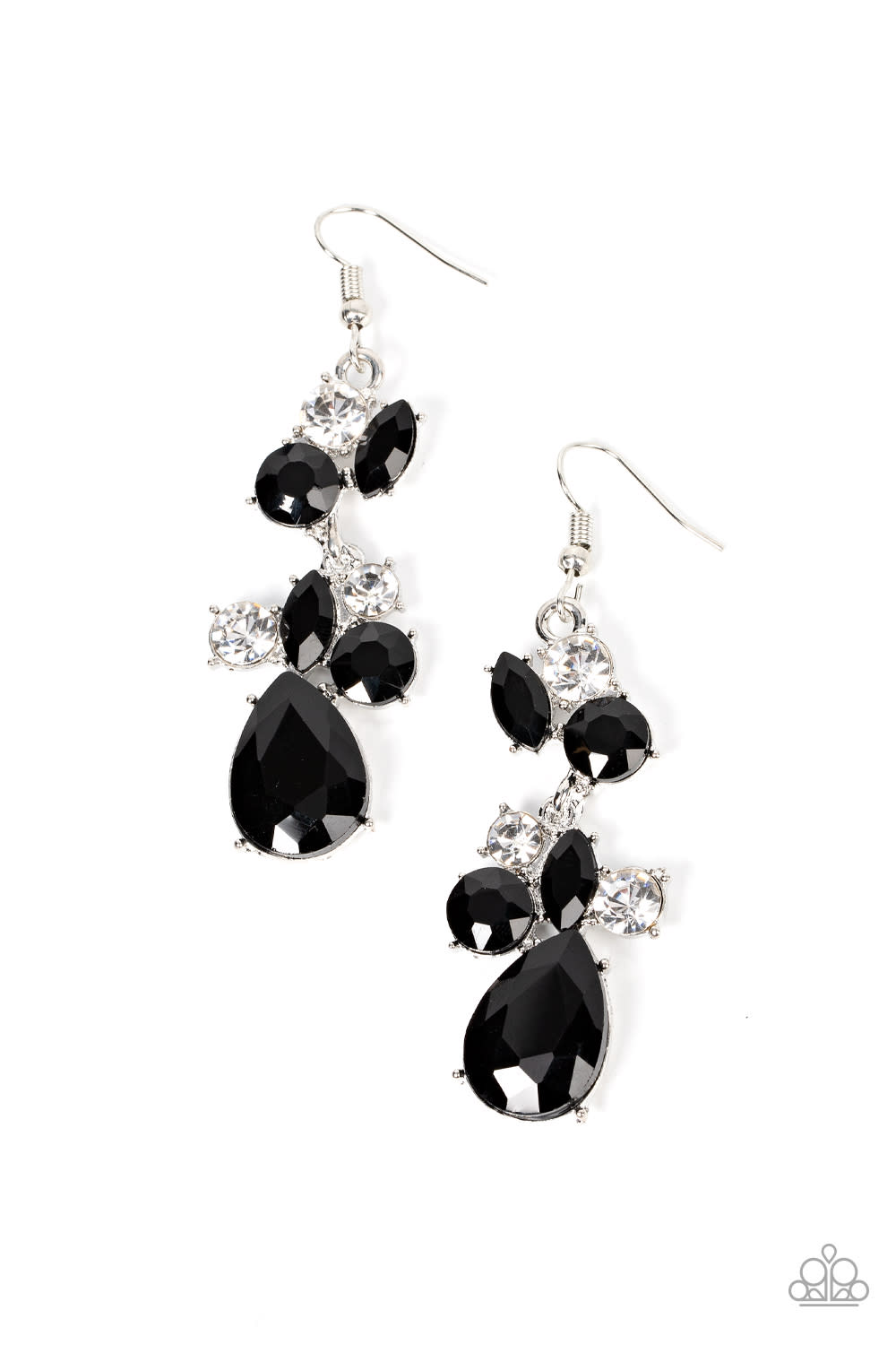 Rhinestone Reveler Black Rhinestone Earrings - Paparazzi Accessories- lightbox - CarasShop.com - Paparazzi Jewelry by Cara Jewels